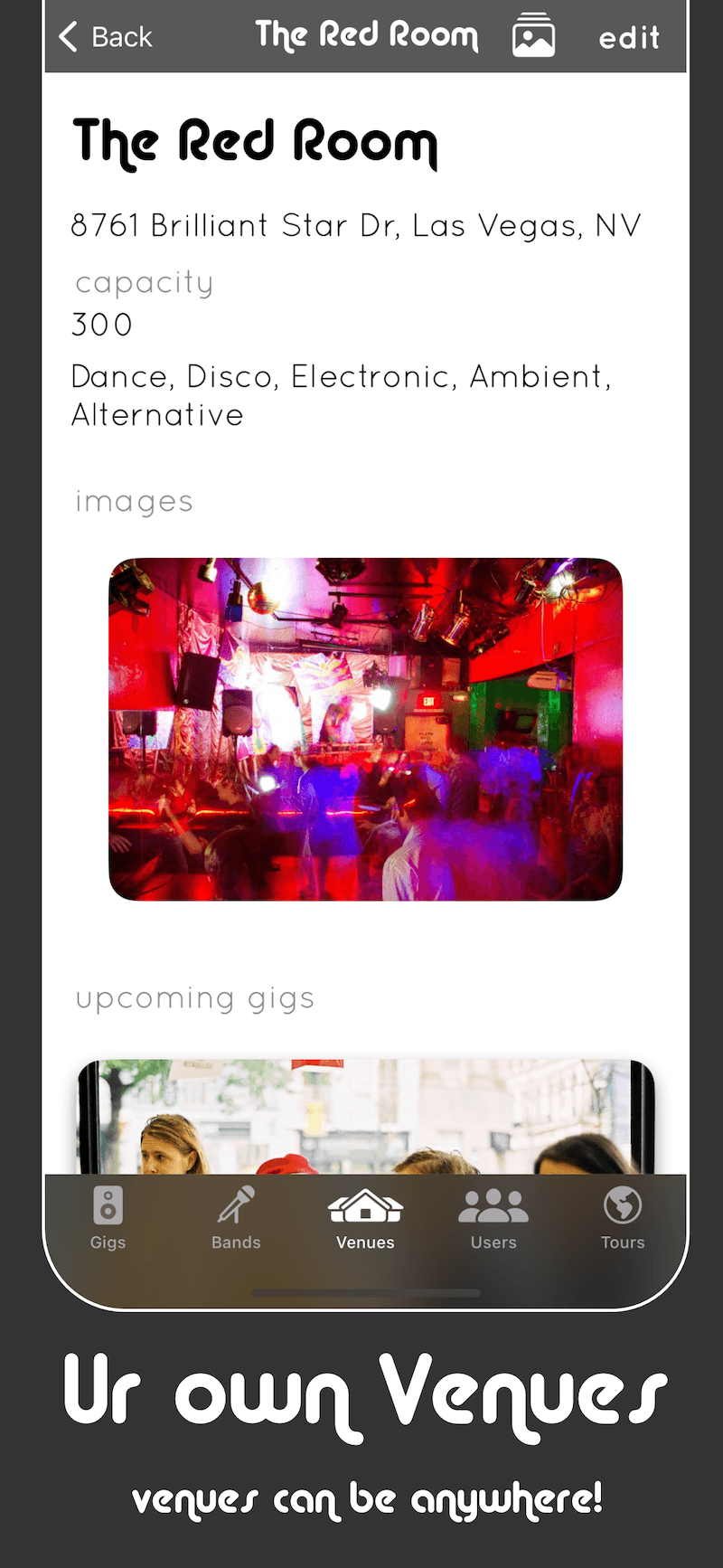 Create Your Own Venues on Gigroad