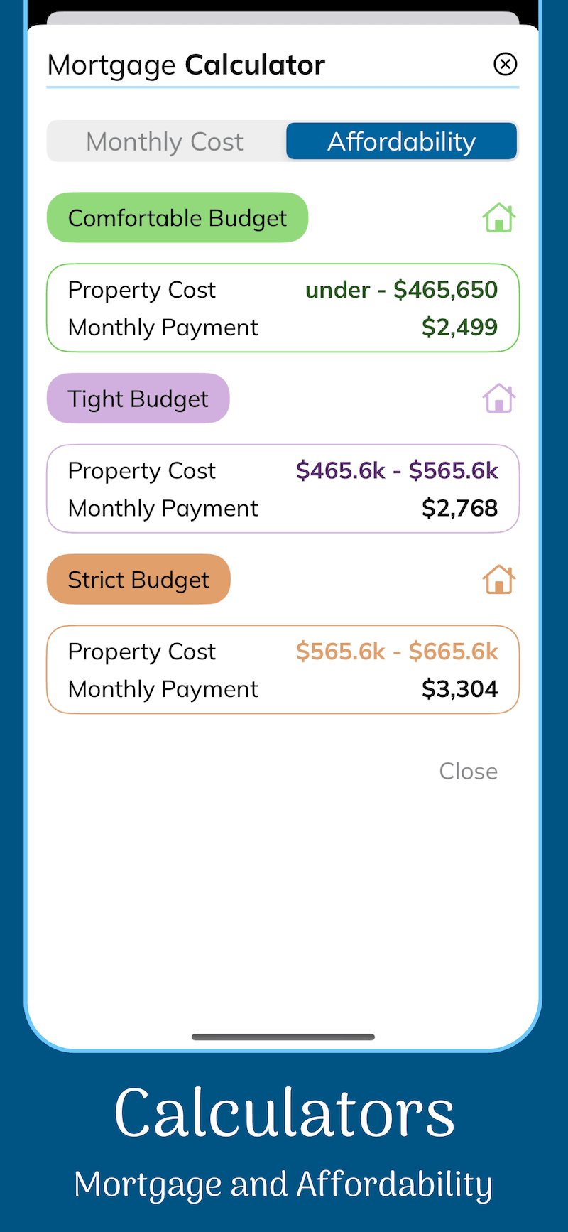 Calculate Mortgage Payments and Affrodability on Listella
